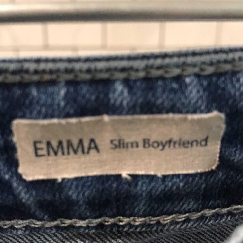 Mavis Boyfriend Jeans Womens 27 Blue Emma Raw Hem Caual Boho Designer Minimalist - Picture 3 of 11